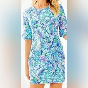 Lilly Pulitzer Fiesta Dress Costal Blue Lion Around Print Size 2